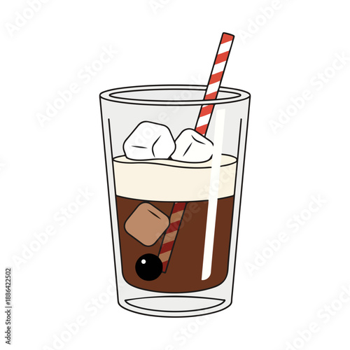 Iced Coffee Drink Illustration Cartoon Style