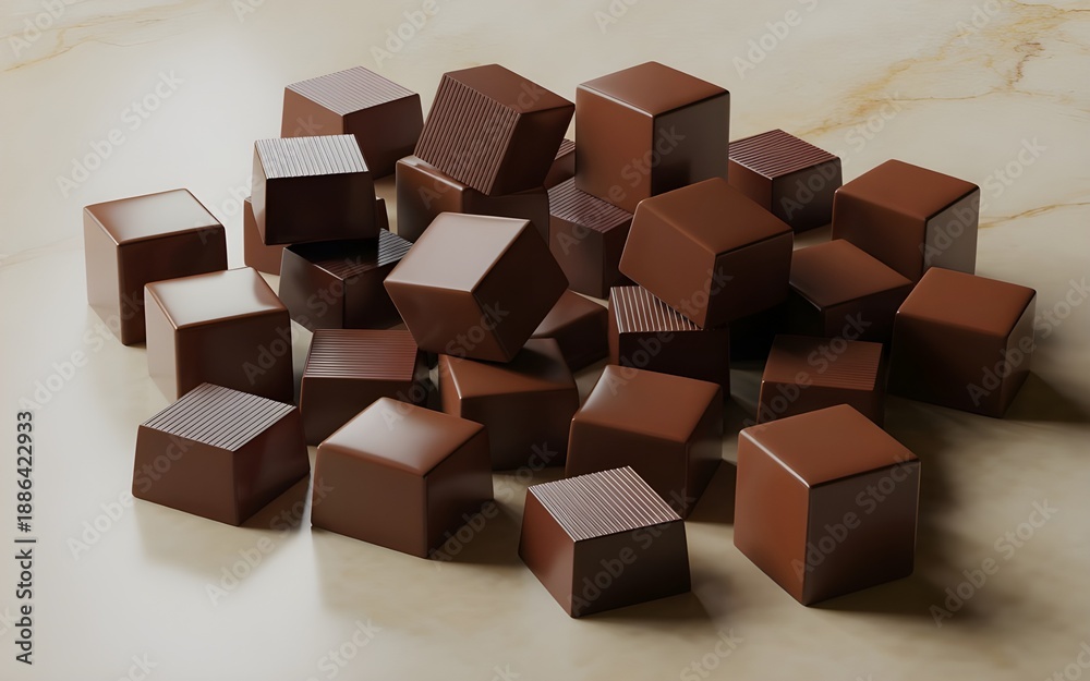 Fototapeta premium a high quality 3d render showcasing a bunch of chocolate bars