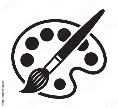 Paint palette with artistic brush vector icon creative art design illustration painting school supplies hobby