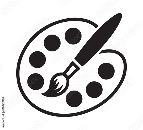 Paint palette with brush vector icon creative art design illustration painting school supplies hobby concept