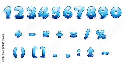 ぷっくり立体ベクター数字0–9と記号セット｜見出しやタイトルに使える汎用文字素材