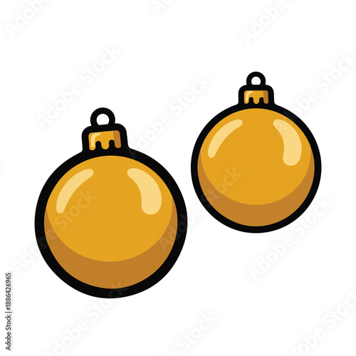 Golden Christmas Baubles Illustration.