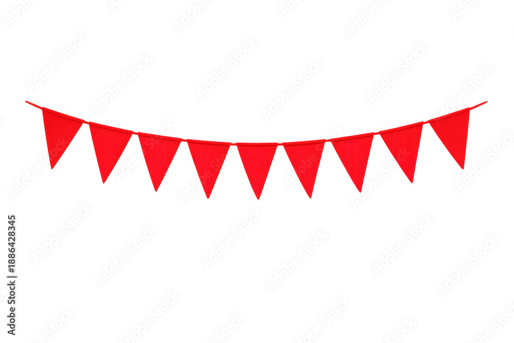 Obraz premium Red party pennant flags string for celebrating festivals, birthdays, holidays, and special events, transparent background