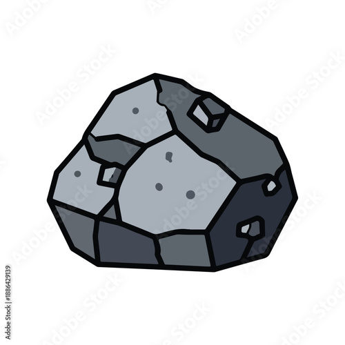 Gray Asteroid with Cratered Surface Illustration.