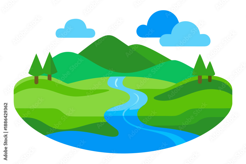 Fototapeta premium Climate Resilient Landscape Vector Illustration