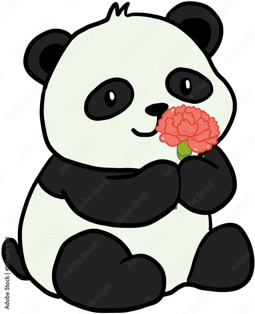 Obraz premium panda with a flower
