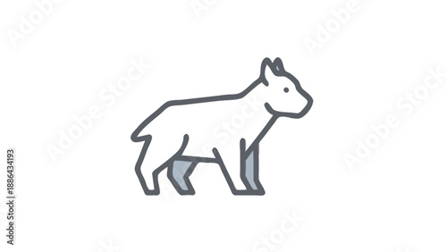 Stylized illustration of a white dog standing profile view.
