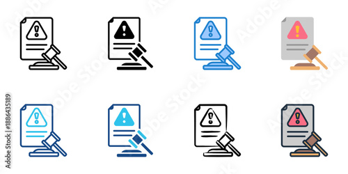 Lawsuit icons set multiple style collection. Editable stroke 
