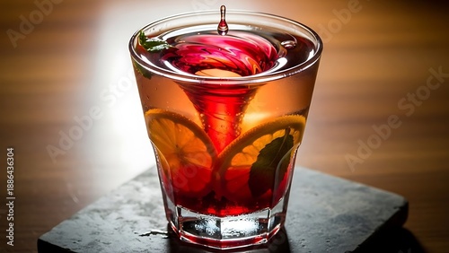 Wallpaper Mural Refreshing Cocktail with Citrus Slices and Cherry Garnish. Torontodigital.ca