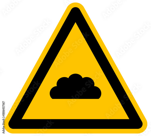 Señal de advertencia amarilla con icono de nube datos y clima vector