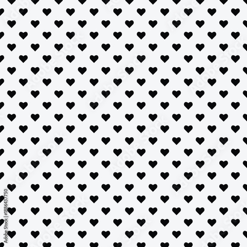 Clean Black Mini Hearts on White Seamless Love Pattern