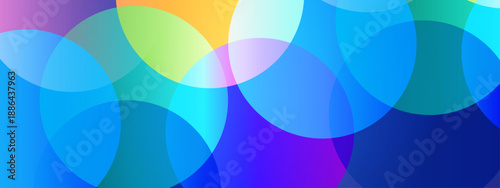 Creative digital art consisting of multiple overlapping translucent circles in deep blue and teal color palettes