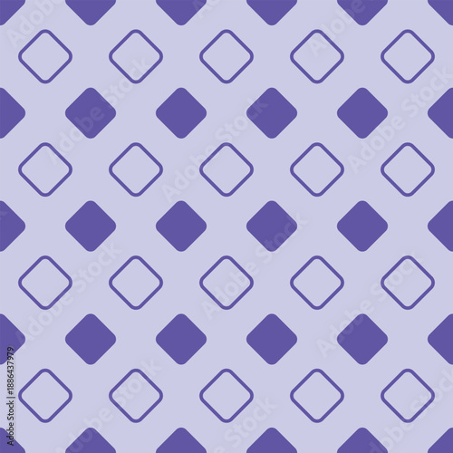 Vector seamless geometric pattern with purple rounded diamonds on a light lavender background