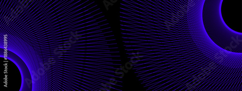 Mesmerizing deep blue thin lines creating a complex geometric pattern with a sense of depth and movement on black