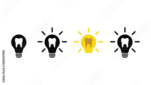 A creative illustration of a dental idea turning into a bright lightbulb