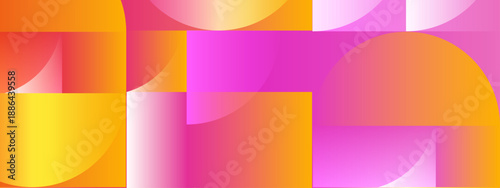 Dynamic background featuring bold yellow orange and magenta pink semi-circles and blocks with smooth gradients