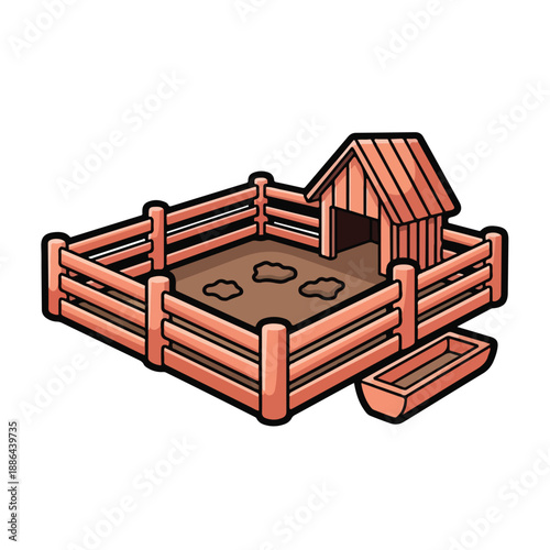Illustration of a Chicken Coop Fenced Area.