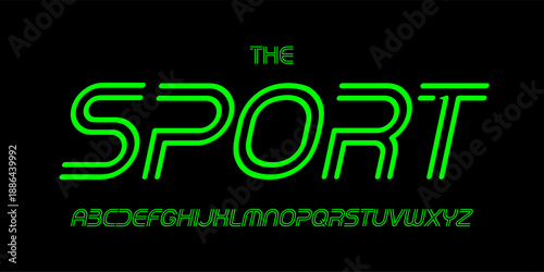 Retro sport font linear alphabet outline letters. Stripe bold letter set for vintage car, retro speed race, auto repair shop headline title logo. Big ad type for magazine lettering. Vector typeset