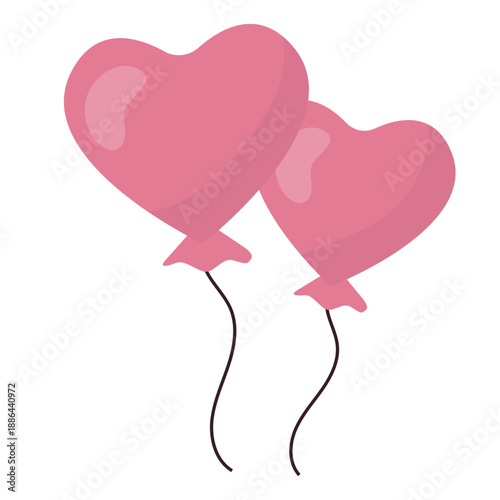 two pink ballon illustration icon