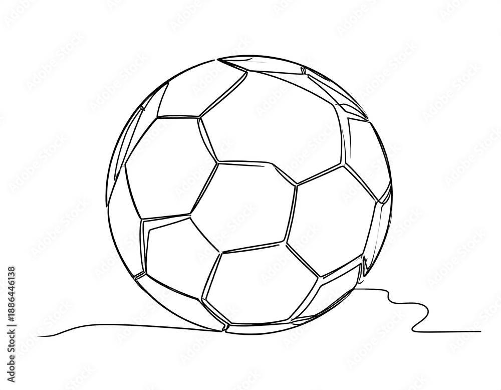 Fototapeta premium Minimalist Soccer Ball Line Art - A Dynamic Sports Illustration.