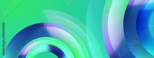 Eco friendly green and blue gradient circles with refreshing light effects and smooth layered shapes for organic design