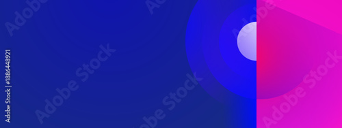 Professional abstract background featuring a sharp split between deep blue and vibrant magenta geometric circles