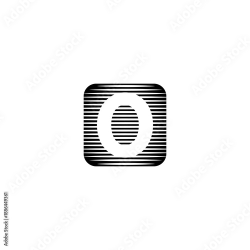 Striped number 0 Monogram in Rounded Square Icon