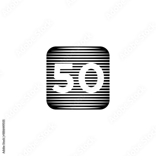 Monochromatic 50 Icon with Striped Background