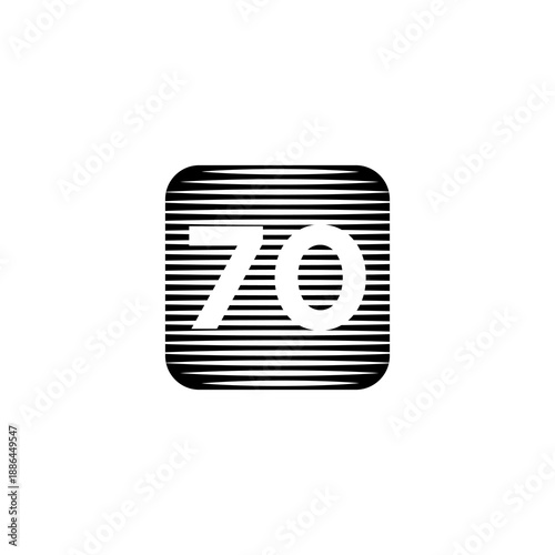 Abstract Number 70 Icon with Horizontal Stripes