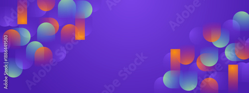 Stylish violet background with overlapping translucent pill shapes and glowing orange accents