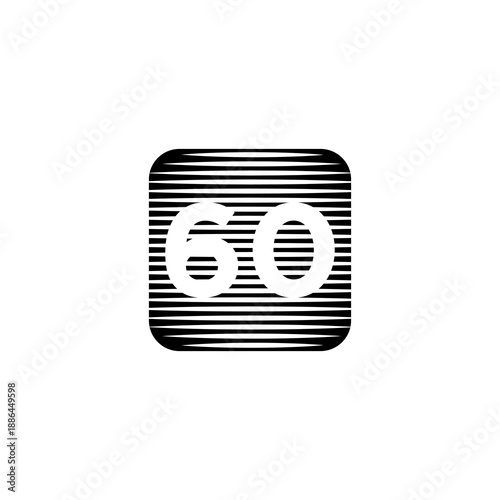 Number 60 in Striped Rounded Square