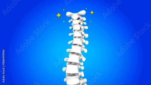 Animated 3D Spine Model on Blue Background for Medical Education.