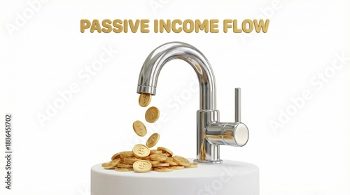 Faucet dripping gold coins passive income business icon
