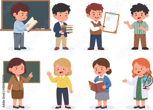 Cute Teacher Character Set Illustrations