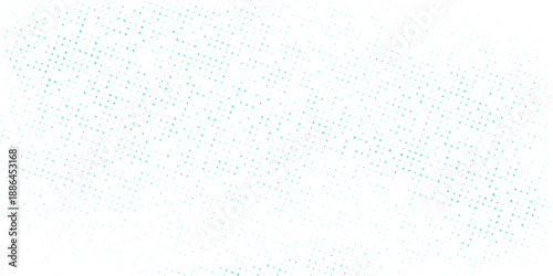 Abstract curved dotted surface with halftone effect by blue and turquoise small squares. Vector graphic pattern