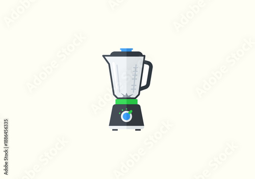 Vector set Concept Flat design kitchen blender with clear pitcher and colorful accents.