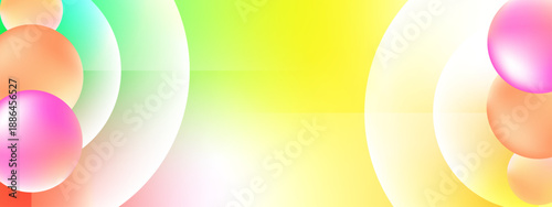 Vibrant 3D spheres with soft pastel gradients on a bright yellow and green background for modern web design
