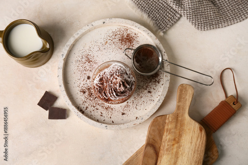 Top view chocolate dessert ...