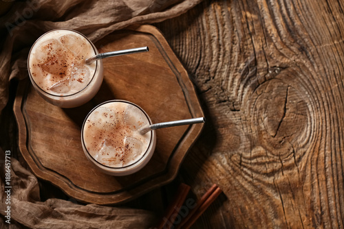 Glasses of cold cocoa drink...