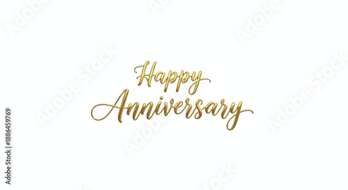 Happy Anniversary Gold Script Text Vector