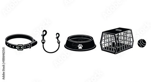 Pet Care Accessories and Supplies Icons Vector Set