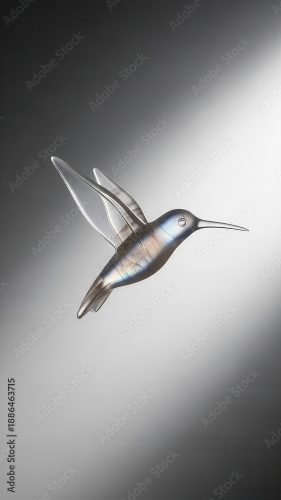 Obraz premium Glass Hummingbird Flying Motion Studio Shot