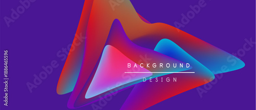 Abstract vibrant layers create dynamic visual effect. Purple background complements flowing shapes, text reads background design. Modern, colorful presentation.
