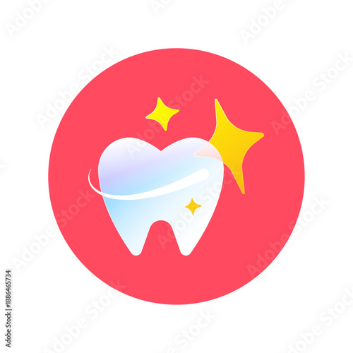 Modern liquid glass style tooth vector illustration with glossy shine and transparent gradient effect. Clean minimal dental icon suitable for dental clinic logo, dentistry branding, oral care ads