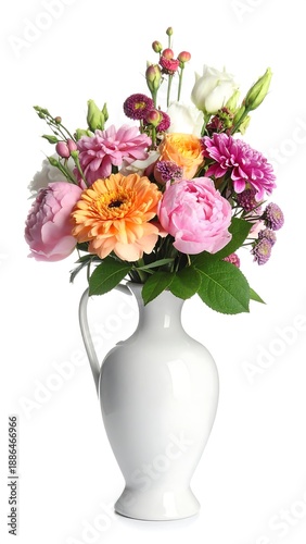 Wallpaper Mural A colorful bouquet in a white vase on a plain background Torontodigital.ca