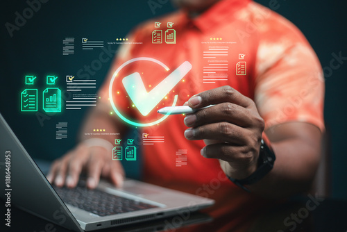 Tableau sur toile Business-minded concept for planning and managing digital checklists and quality