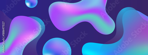 Smooth flowing liquid shapes with vibrant blue and purple neon gradients on a dark backdrop