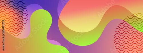 Abstract colorful fluid blob background featuring wavy line elements and a smooth multi color gradient transition