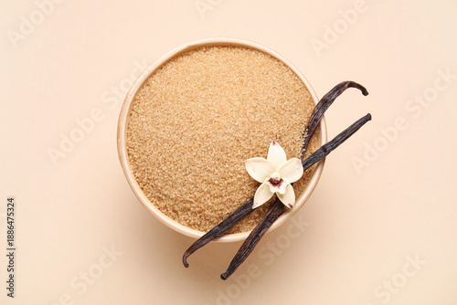 Bowl of vanilla sugar with ...
