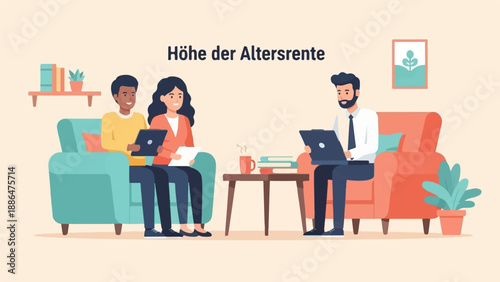 People discussing retirement income at home